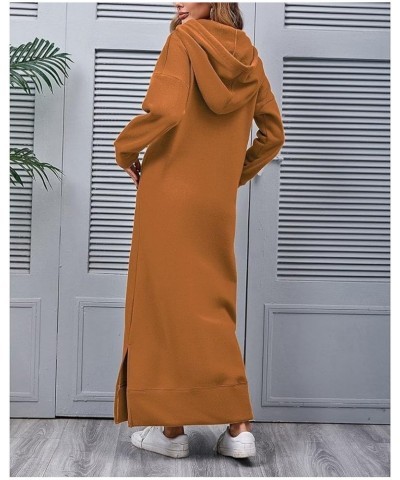 Women's Casual Plush Pullover Oversized Sweatshirt for Women Long Sleeve Drawstring Hoodie Maxi Dress with Pocket 08-orange05...