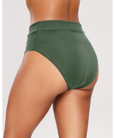 Women High Waisted Bathing Suit Bottoms Tummy Control Bikini Bottom Swimsuit High Cut Swim Bottom Army Green $12.41 Swimsuits