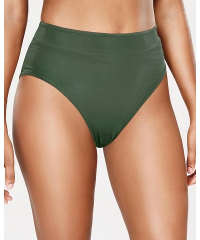 Women High Waisted Bathing Suit Bottoms Tummy Control Bikini Bottom Swimsuit High Cut Swim Bottom Army Green $12.41 Swimsuits