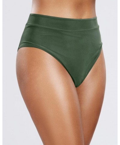 Women High Waisted Bathing Suit Bottoms Tummy Control Bikini Bottom Swimsuit High Cut Swim Bottom Army Green $12.41 Swimsuits