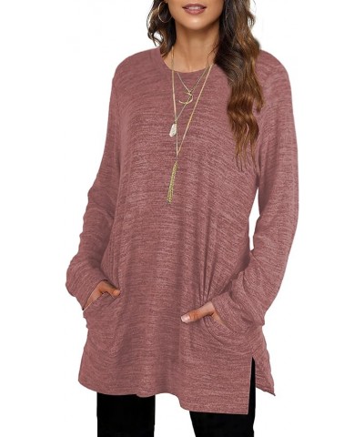 Long Sweatshirts for Women Side Split Womens Tunic Sweatshirts 01-brick $13.74 Hoodies & Sweatshirts