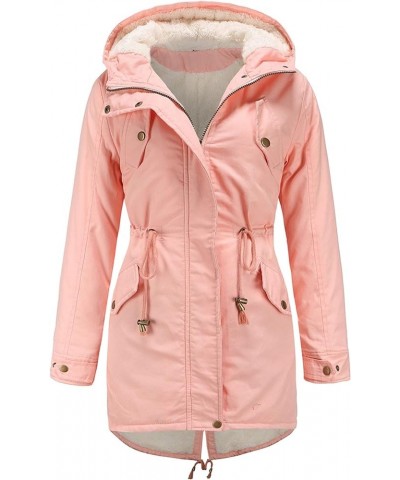 Women's Hooded Winter Coat Warm Fleeced Lined Long Jackets Thicken Parka Jacket Pink $45.04 Jackets