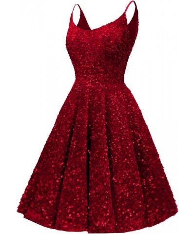 Sequin Homecoming Dresses for Teens Short Prom Dresses 2024 Sparkly Cocktail Party Gown Burgundy $25.20 Dresses