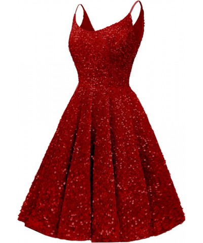 Sequin Homecoming Dresses for Teens Short Prom Dresses 2024 Sparkly Cocktail Party Gown Burgundy $25.20 Dresses