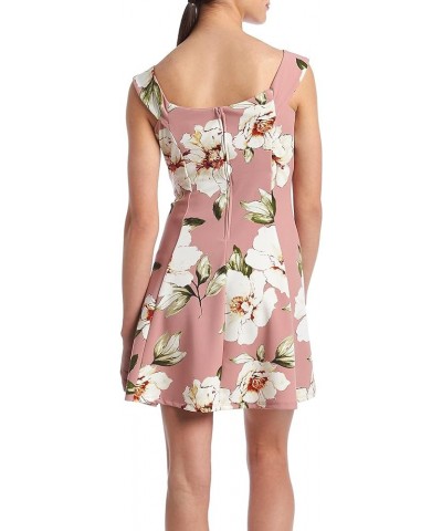 Women's Junior's Off The Shoulder Fit and Flare Dress Mauve $19.59 Dresses