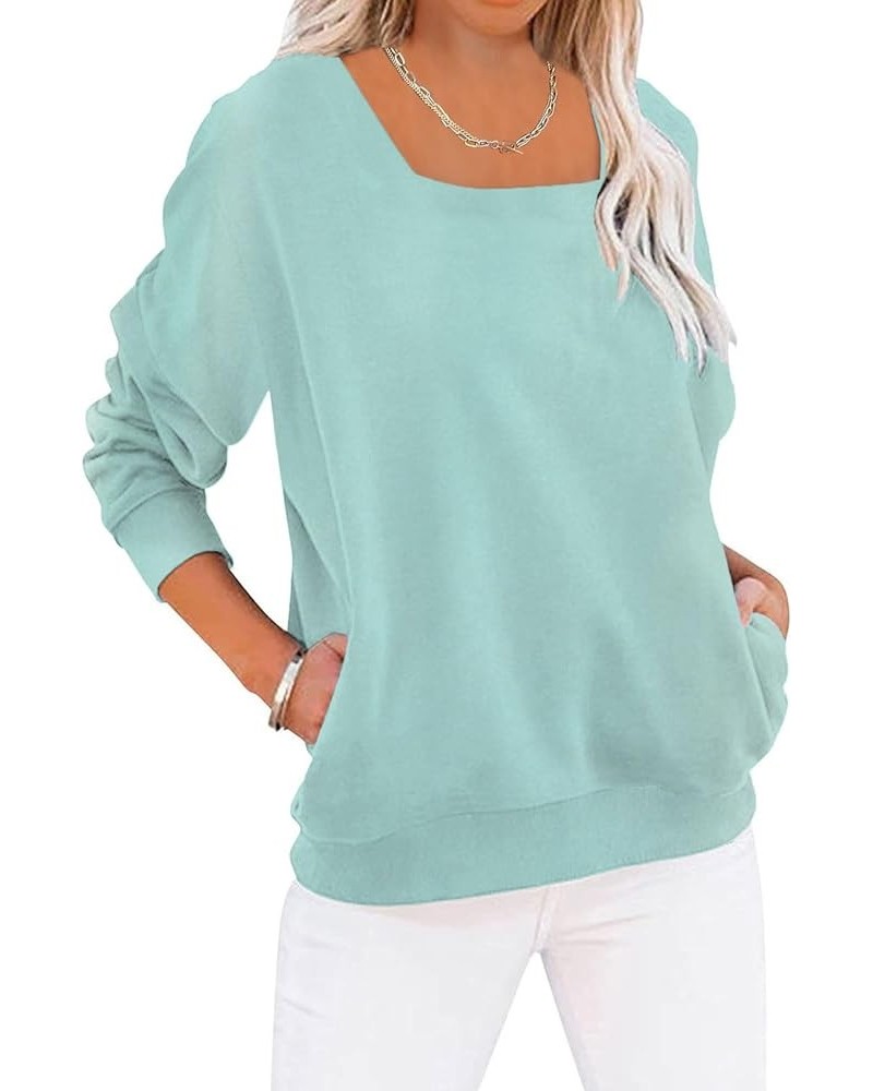 Womens Casual Long Sleeve Tunic Tops Crew Neck Shirt Blouses 00a Green $14.99 Tops