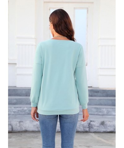 Womens Casual Long Sleeve Tunic Tops Crew Neck Shirt Blouses 00a Green $14.99 Tops