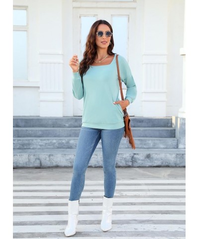 Womens Casual Long Sleeve Tunic Tops Crew Neck Shirt Blouses 00a Green $14.99 Tops