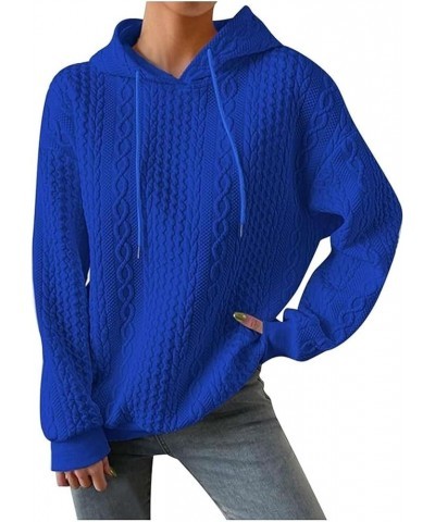 Hoodies for Women Pullover,Womens 2023 Casual Cable Knit Long Sleeve Hooded Sweatshirt Oversized Drawstring Hoodie Tops Blue ...