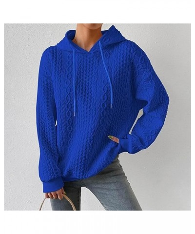 Hoodies for Women Pullover,Womens 2023 Casual Cable Knit Long Sleeve Hooded Sweatshirt Oversized Drawstring Hoodie Tops Blue ...