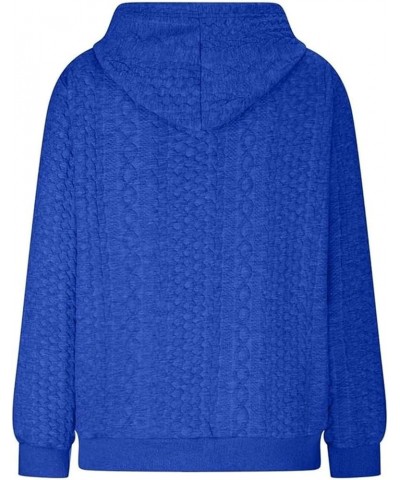 Hoodies for Women Pullover,Womens 2023 Casual Cable Knit Long Sleeve Hooded Sweatshirt Oversized Drawstring Hoodie Tops Blue ...