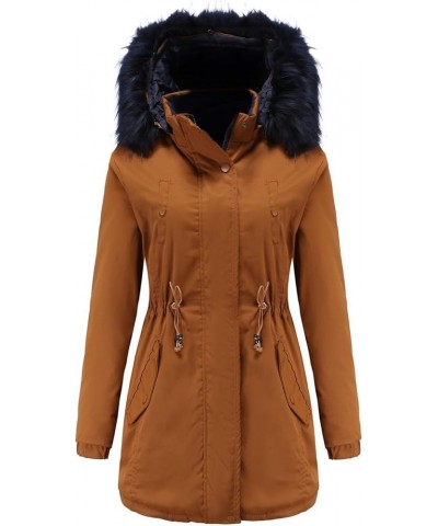 Women's Winter Thicken Military Parka Jacket Waterproof Removable Hood with Fur Warm Fleece Puffer Coats Outwear A9-coffee $3...