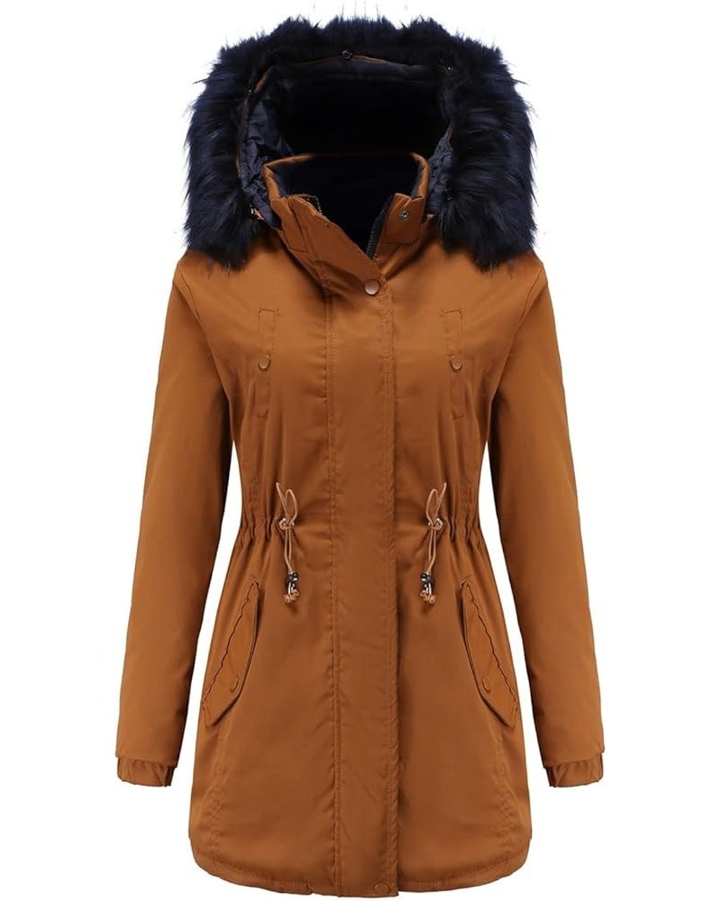 Women's Winter Thicken Military Parka Jacket Waterproof Removable Hood with Fur Warm Fleece Puffer Coats Outwear A9-coffee $3...