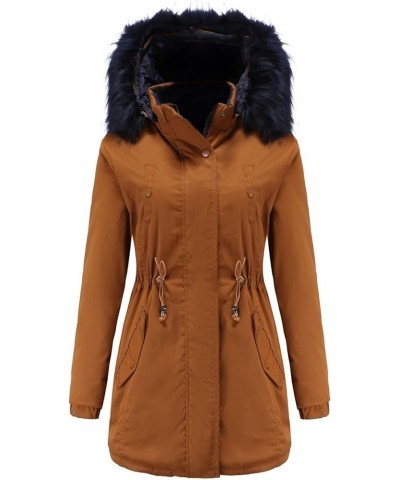 Women's Winter Thicken Military Parka Jacket Waterproof Removable Hood with Fur Warm Fleece Puffer Coats Outwear A9-coffee $3...