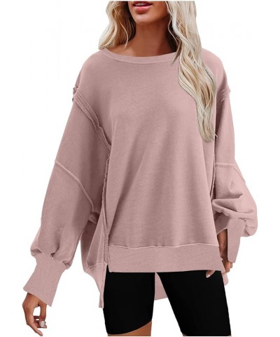 Sweatshirt for Women Crewneck Long Sleeve Sweatshirts Oversized Casual Cute Loose Fit Pullovers Tops with Pockets H04 Pink $1...