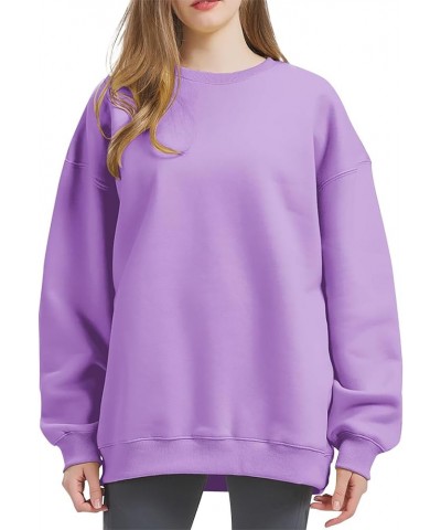 Women's Sweatshirt Fashion Long Sleeve Solid Color Round Neck Sweatshirts Top, S-3XL 2-purple $7.84 Hoodies & Sweatshirts