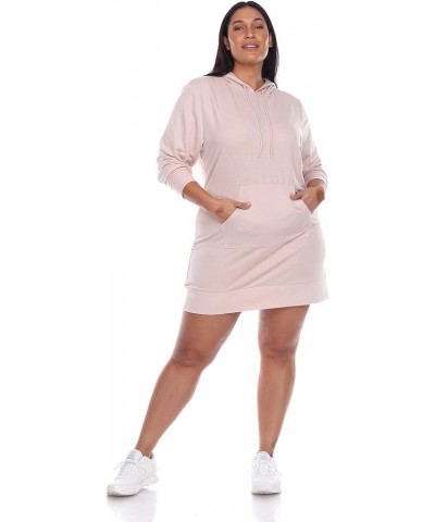 Women's Plus Size Long Sleeve Hoodie Style Sweater Dress Beige $18.51 Dresses