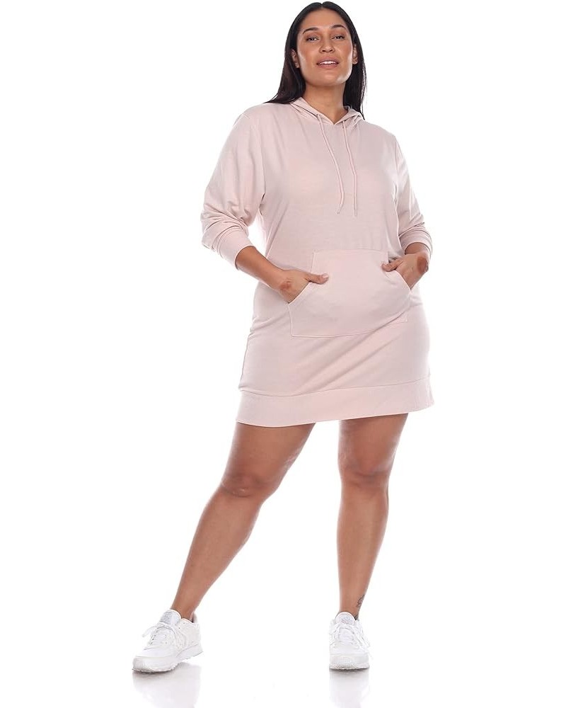 Women's Plus Size Long Sleeve Hoodie Style Sweater Dress Beige $18.51 Dresses