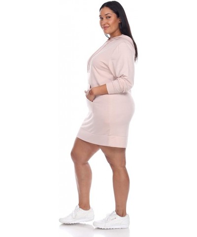 Women's Plus Size Long Sleeve Hoodie Style Sweater Dress Beige $18.51 Dresses