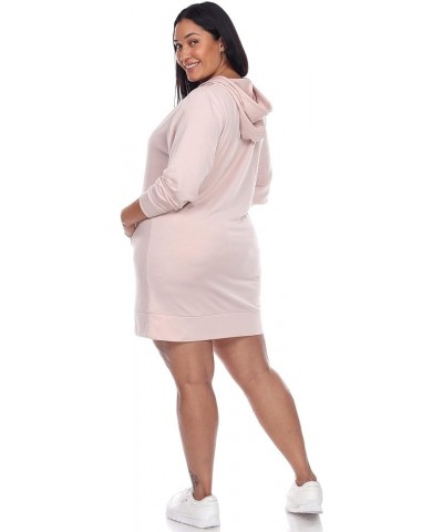 Women's Plus Size Long Sleeve Hoodie Style Sweater Dress Beige $18.51 Dresses