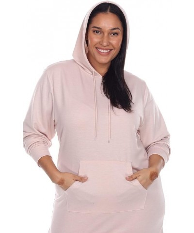 Women's Plus Size Long Sleeve Hoodie Style Sweater Dress Beige $18.51 Dresses