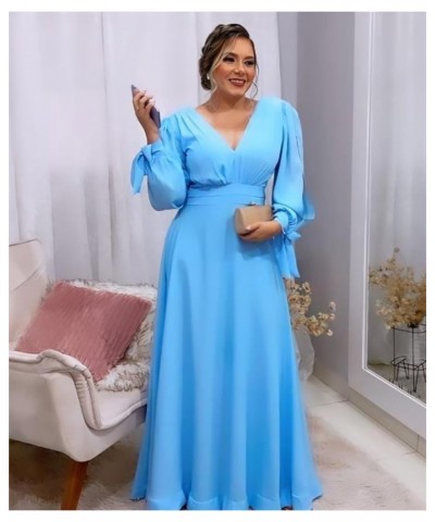 Women's Double V Neck Bridesmaid Dresses for Women Long Sleeve Chiffon Formal Wedding Party Gown with Pockets Dusk $27.28 Dre...