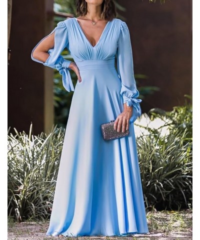 Women's Double V Neck Bridesmaid Dresses for Women Long Sleeve Chiffon Formal Wedding Party Gown with Pockets Dusk $27.28 Dre...