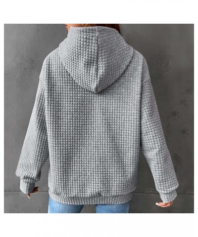 Waffle Knit Halloween Casual Hoodie Fall Sweatshirt with Pocket Fall Fashion Tops for Women Comfy Lightweight Outfits 2-gray ...