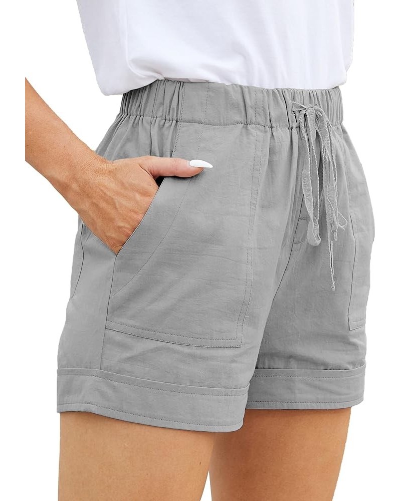 Womens Comfy Drawstring Casual Elastic Waist Pocketed Loose Fit Shorts Plus Size Grey $12.47 Shorts