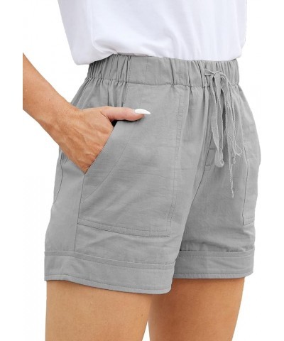 Womens Comfy Drawstring Casual Elastic Waist Pocketed Loose Fit Shorts Plus Size Grey $12.47 Shorts