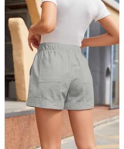 Womens Comfy Drawstring Casual Elastic Waist Pocketed Loose Fit Shorts Plus Size Grey $12.47 Shorts