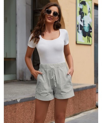 Womens Comfy Drawstring Casual Elastic Waist Pocketed Loose Fit Shorts Plus Size Grey $12.47 Shorts