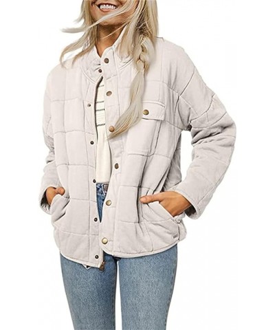 Womens Quilted Jackets Lightweight Puffer Jacket Dolman Sleeve Casual Padded Coat Stand Collar Cozy Warm Outerwear B-white $1...