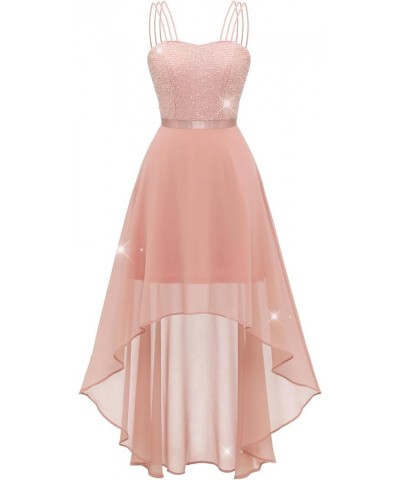 Bridesmaid Dress, Hi Low Dress for Women, Spaghetti Strap Cocktail Dresses Blush Sequin $24.75 Dresses