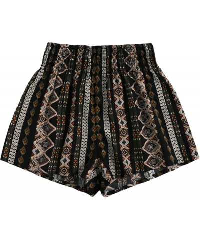 Women's Summer Tribal Print Elastic Waist Beach Shorts Black Tribal $11.61 Shorts