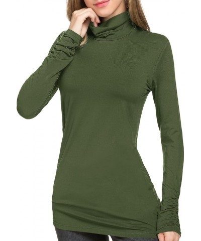 Womens Mock Turtleneck Tops Long Sleeve Fleece Lined Lightweight Thermal Base Layer D-army Green $14.57 Underwear