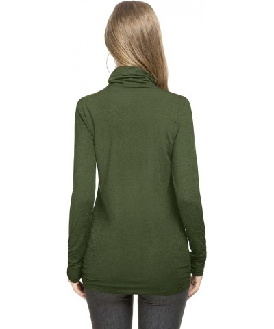 Womens Mock Turtleneck Tops Long Sleeve Fleece Lined Lightweight Thermal Base Layer D-army Green $14.57 Underwear