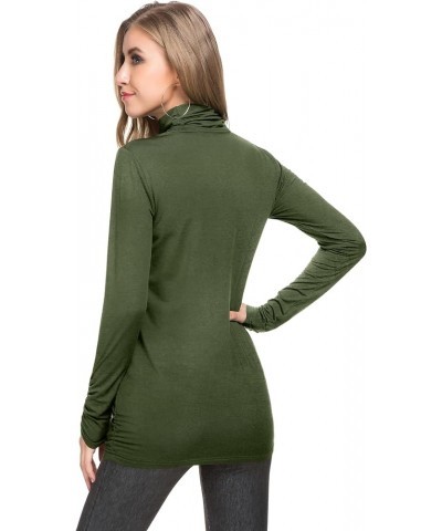 Womens Mock Turtleneck Tops Long Sleeve Fleece Lined Lightweight Thermal Base Layer D-army Green $14.57 Underwear