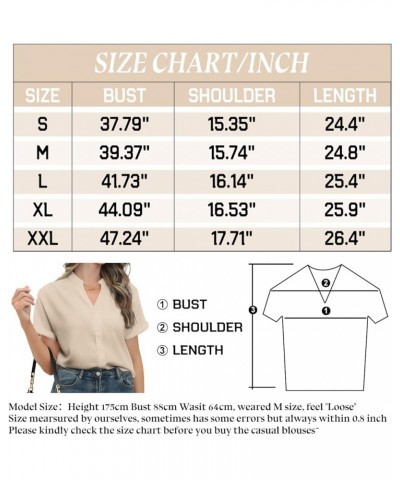 Women Short Sleeve Work Tops V Neck Button Down Office Business Casual Blouses Dressy Shirts S-XXL Apricot $14.68 Blouses