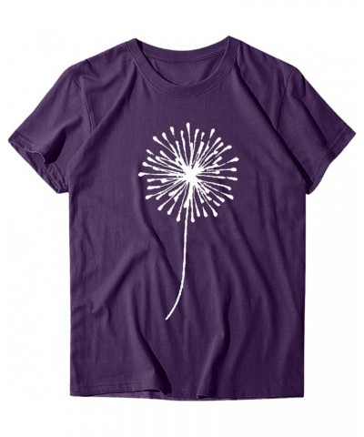 Women T-Shirt Casual Cute Tops Graphic Tee Crew Neck Short Sleeve Sunflower Heart Print Loose Summer Tops Tshirts 04purple $7...