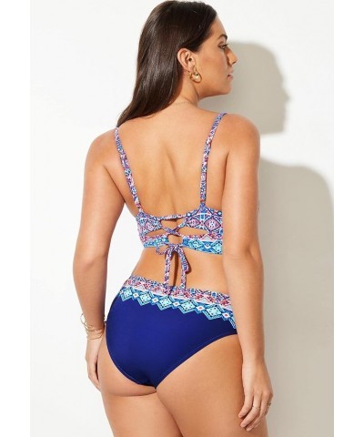 Women's Plus Size Syngery Longline Underwire Bikini Set Blue Boho $27.77 Swimsuits