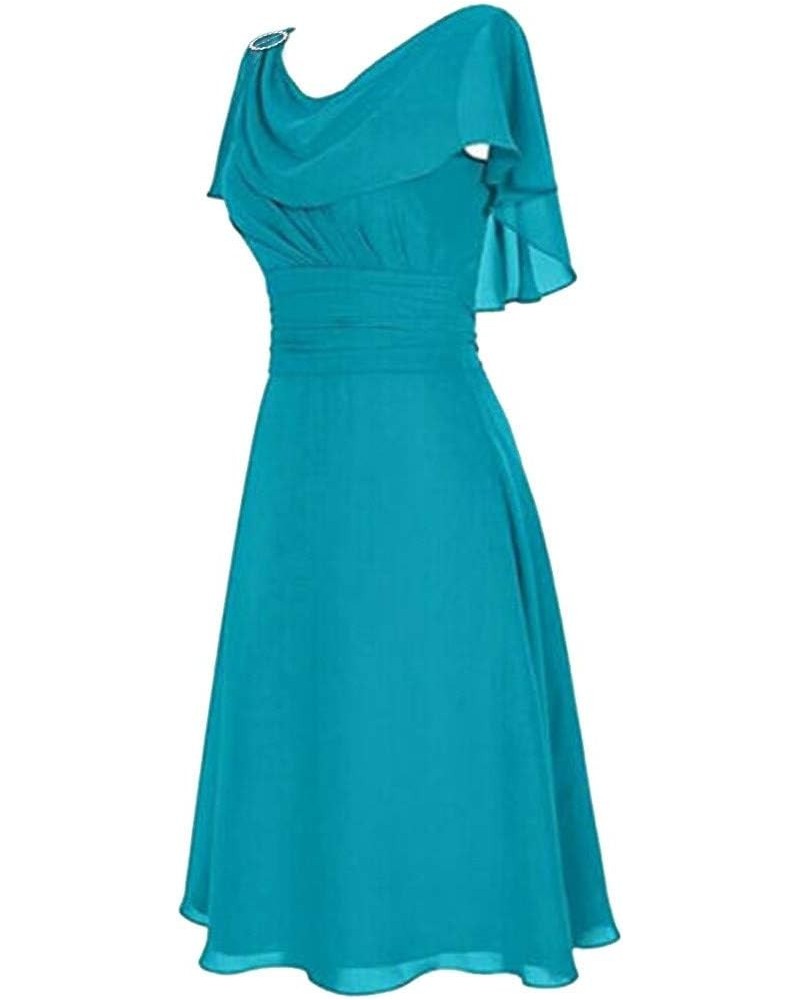 Cocktail Dresses Womens Chiffon Plus Size Dress Elegant Ruffle Cold Shoulder Midi Dress Blue $18.14 Dresses