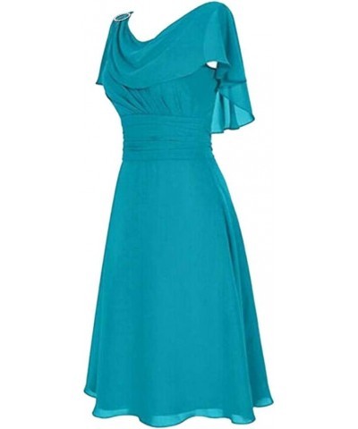 Cocktail Dresses Womens Chiffon Plus Size Dress Elegant Ruffle Cold Shoulder Midi Dress Blue $18.14 Dresses