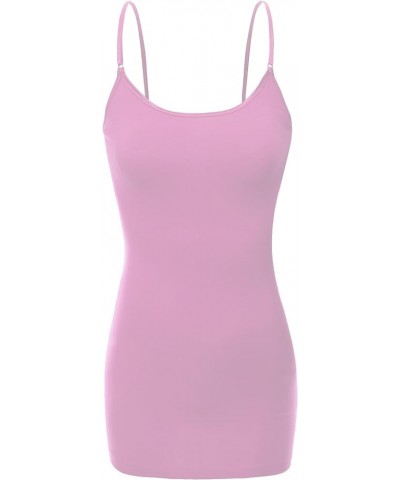 Women's Ladies Adjustable Spaghetti Strap Basic Long Cami Tunic Tank Top Lavender $6.30 Tanks