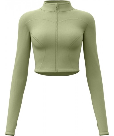 Women's Lightweight Athletic Zip Up Long Sleeve Crop Workout Running Sports Yoga Jacket Green $9.83 Jackets