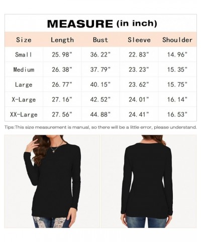 Women's Long Sleeve T Shirt Round Neck Basic Tee Crewneck Sweatshirt Top Blouse Black $9.66 T-Shirts