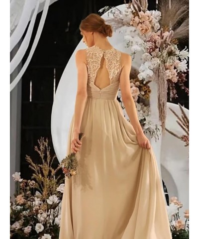 Halter Bridesmaid Dresses Long for Women A Line Chiffon Maid of Honor Dress Lace Evening Party Gowns Mustard Yellow $30.75 Dr...