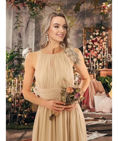 Halter Bridesmaid Dresses Long for Women A Line Chiffon Maid of Honor Dress Lace Evening Party Gowns Mustard Yellow $30.75 Dr...