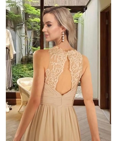 Halter Bridesmaid Dresses Long for Women A Line Chiffon Maid of Honor Dress Lace Evening Party Gowns Mustard Yellow $30.75 Dr...