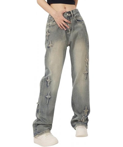 Men's Graphic Print Y2K Streetwear Fashion Jeans Baggy Straight Fit Wide Leg Pants Casual Denim Trousers 1521-sand Dollar $29...